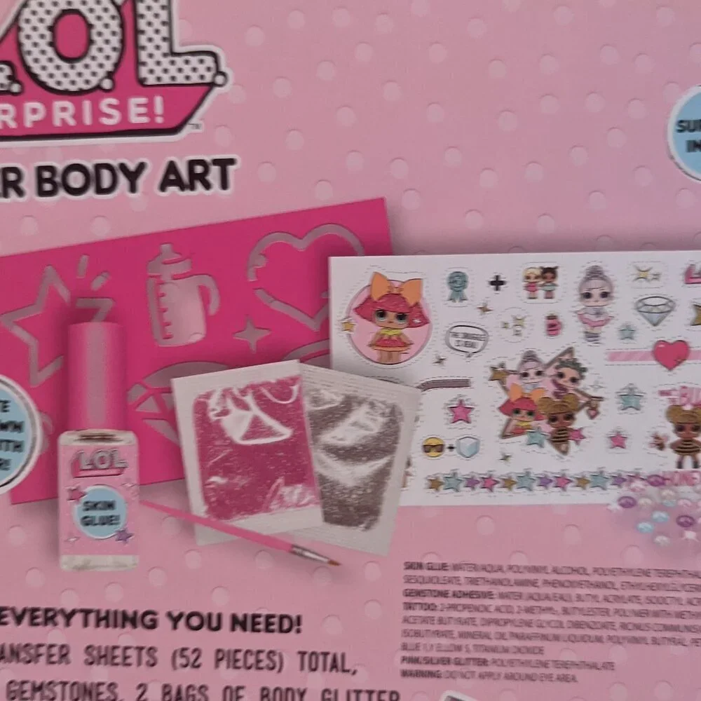 NWT LOL Surprise! Glitter Body Art Pink L.O.L. Dolls Crafts Tattoos Easter Kids